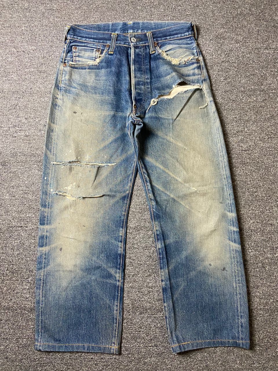 Levi's 🔥 Vintage LEVIS Selvedge Distressed Denim Jeans 🔥 (135) Size US 30 / EU 46 - 1 Thumbnail