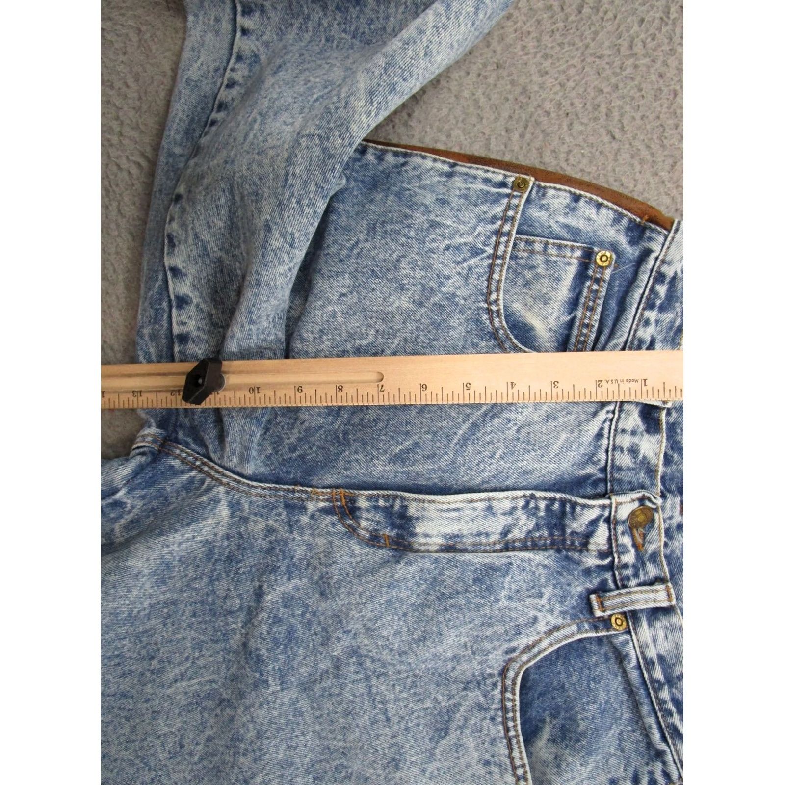 Vintage VTG 90s Zena Women's Jeans Light Wash High Rise Tapered Mom Size 13 Blue Leather Trim Womens Juniors Denim Size 34" / US 12 / IT 48 - 7 Thumbnail