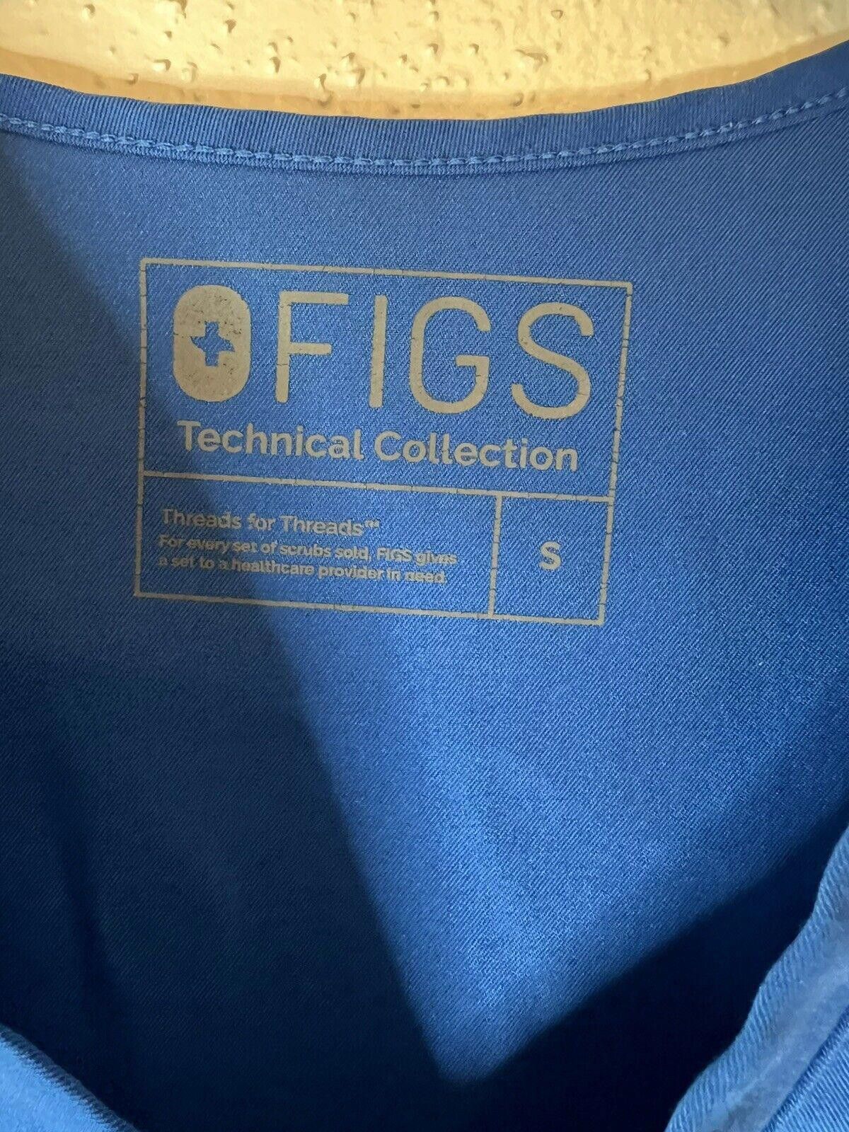 Designer Figs Technical Collection Pocket Medical Scrub Top Blue S Size ONE SIZE - 3 Thumbnail