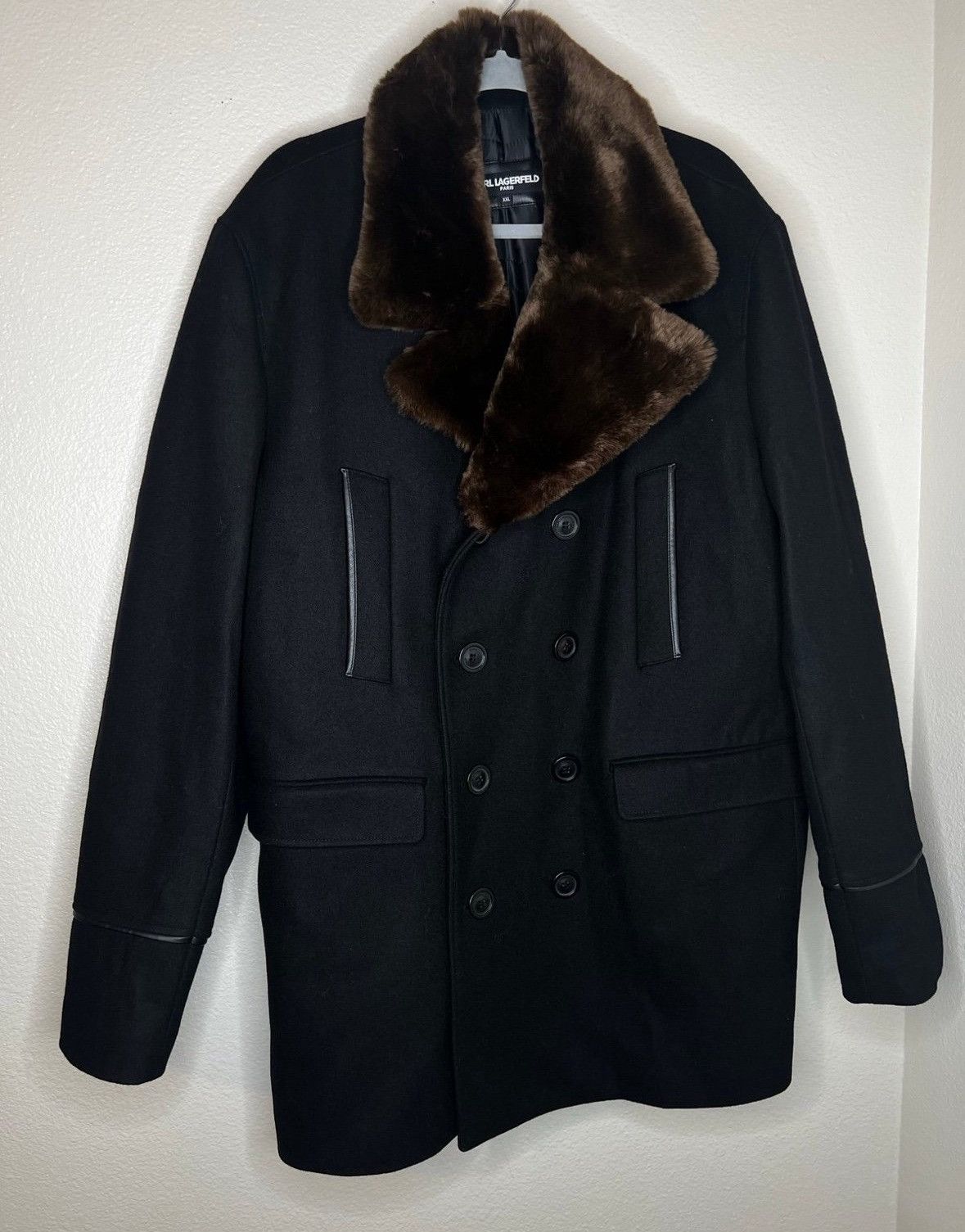 Karl Lagerfeld Karl Lagerfeld Faux Fur-Collar & Wool Peacoat, Men’s M Size US M / EU 48-50 / 2 - 5 Thumbnail