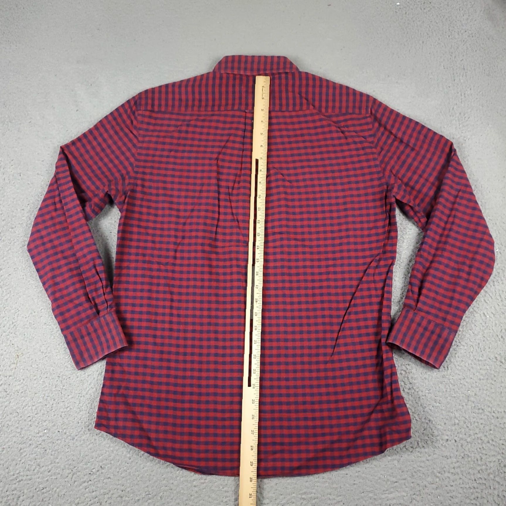 Tommy Hilfiger VINTAGE Tommy Hilfiger Shirt Mens 15.5 Blue Red Check Dress Button Up Long Sleeve Size 40R - 4 Thumbnail