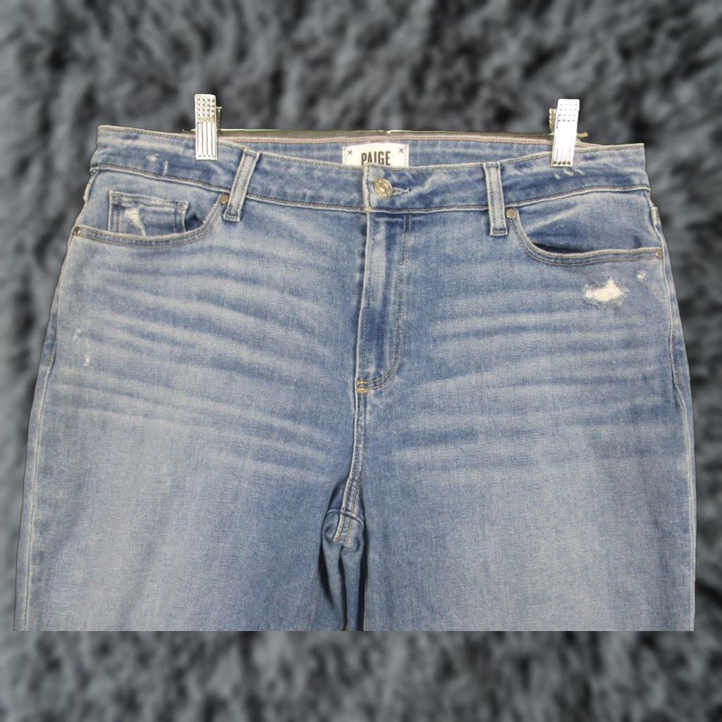 Paige Paige Jeans Womens 31 Blue Straight Distressed High Rise Denim Relaxed Size 24" / US 00 / IT 34 - 1 Thumbnail