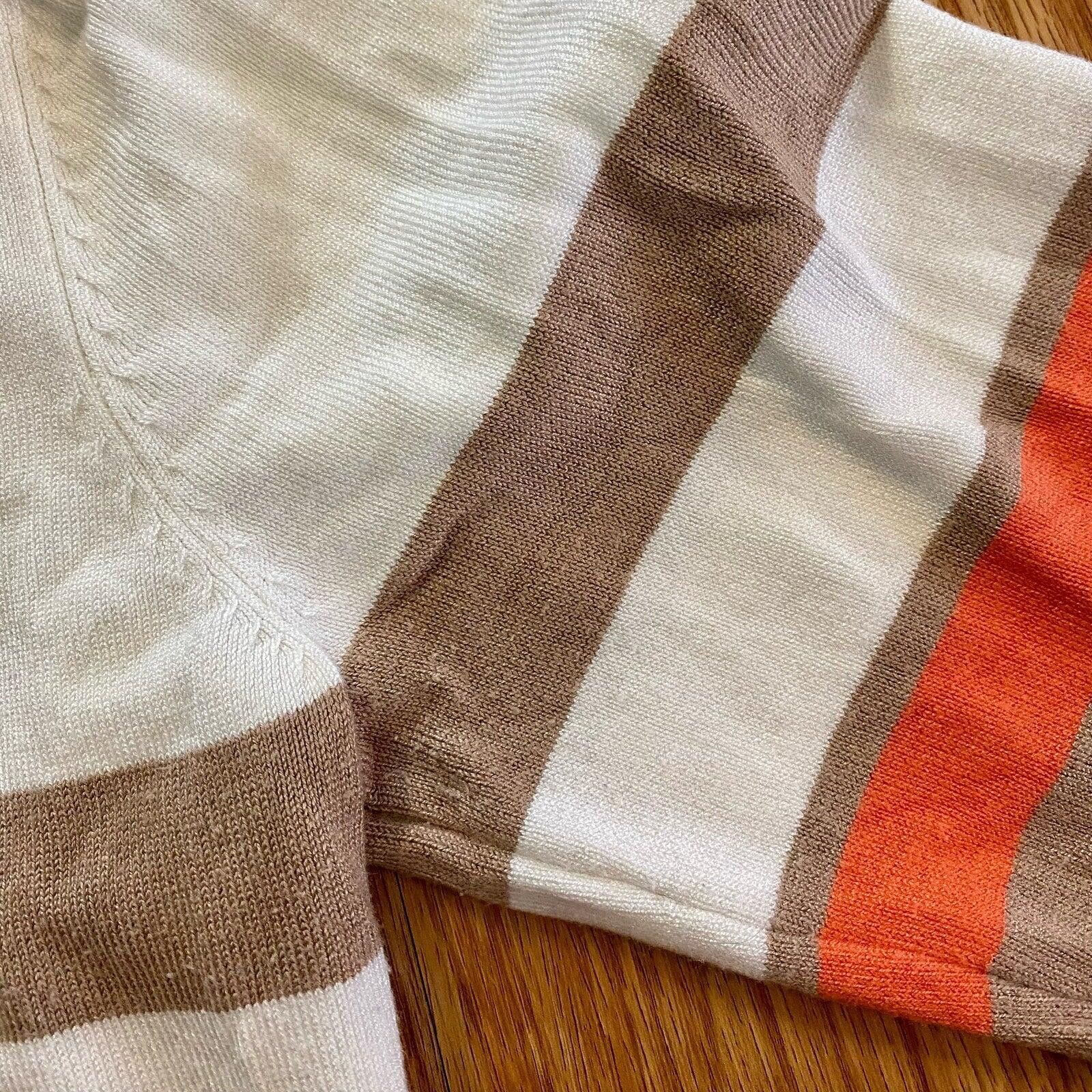 Other Cupio Tan White Striped Sweater Top Womens Medium Size M / US 6-8 / IT 42-44 - 10 Thumbnail