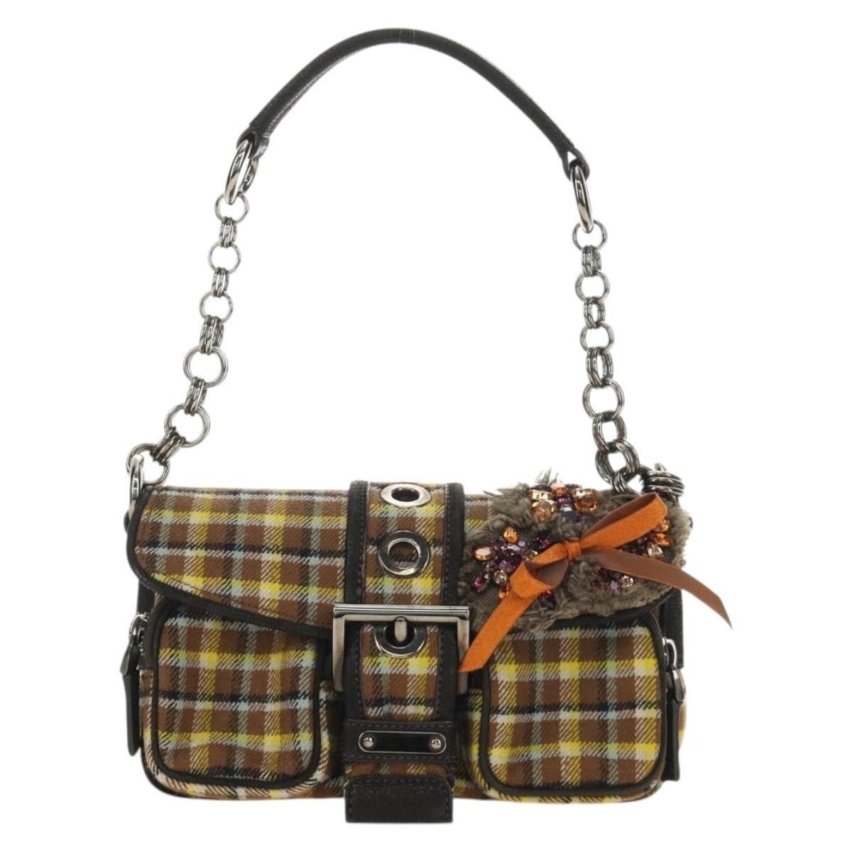 Prada Prada Canvas Chain Shoulder Bag Brown Size ONE SIZE - 1 Thumbnail