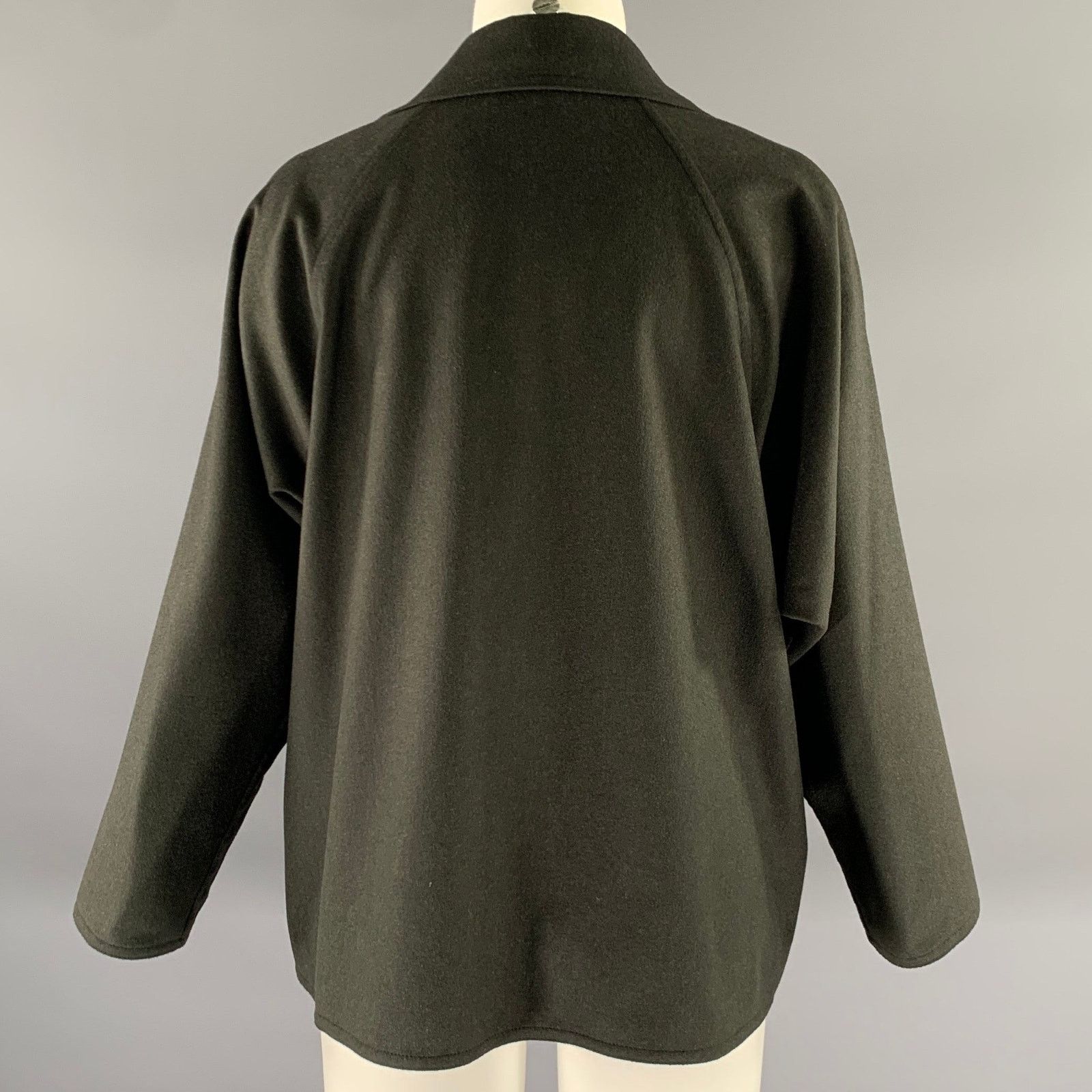 Other ZORAN M Green Olive Wool Angora Notch Collar Cardigan Size M / US 6-8 / IT 42-44 - 4 Thumbnail