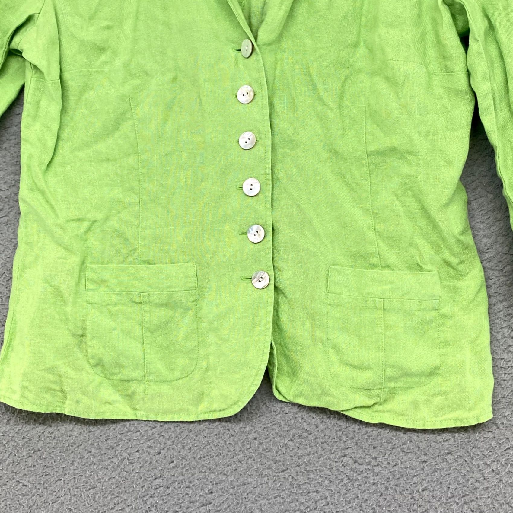 Talbots Talbots Linen Jacket / Top Green Button 8 Pockets Womens Regular Size M / US 6-8 / IT 42-44 - 3 Thumbnail