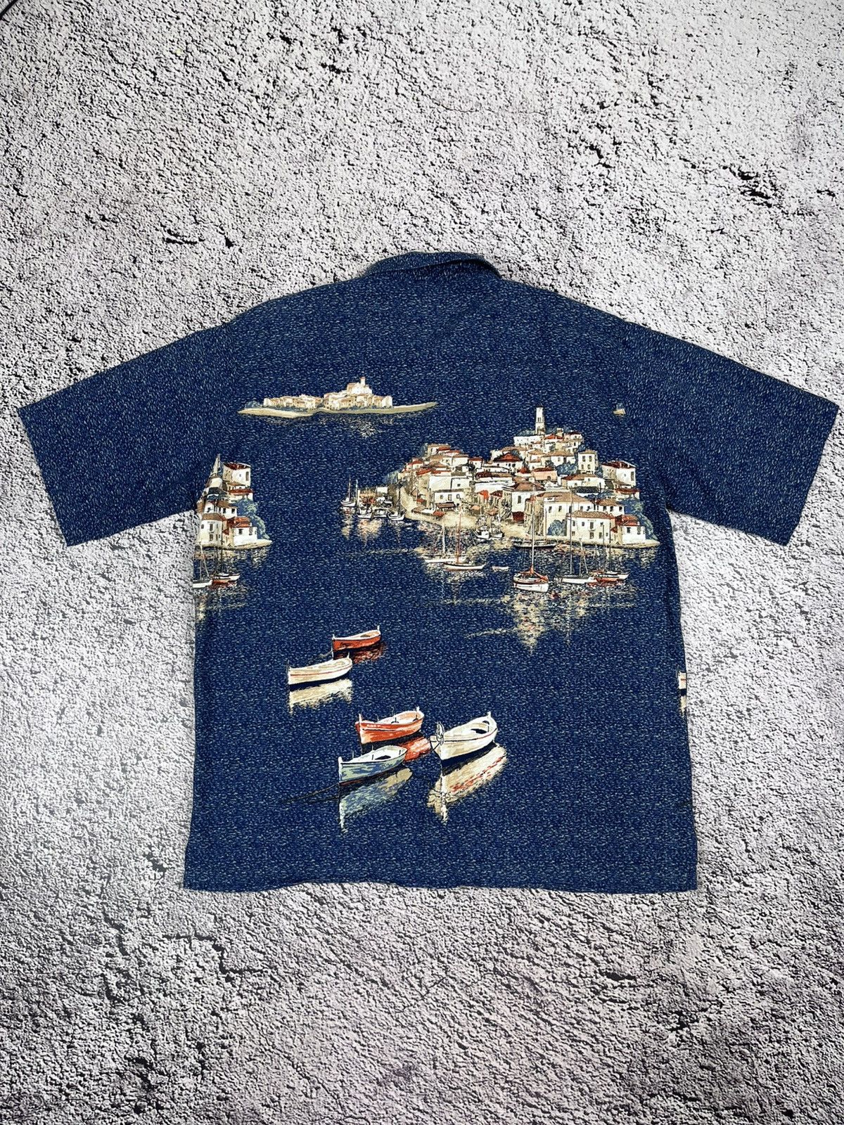 Japanese Brand Vintage Harbor Print Hawaiian Shirt Boats All Over Rayon M Size US M / EU 48-50 / 2 - 7 Thumbnail