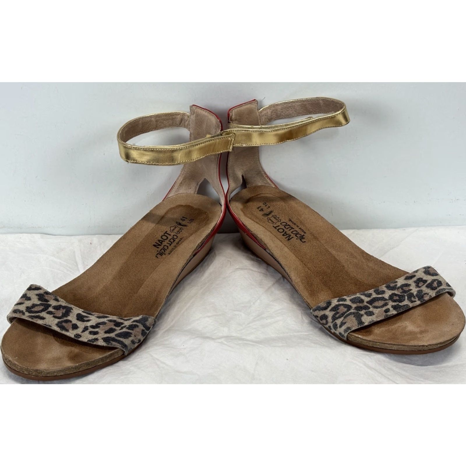 Vintage VINTAGE Naot Pixie Cheetah Print Wedge Sandal Women's 10 US 41 EU Red Ankle Strap Size US 10 / IT 40 - 2 Thumbnail