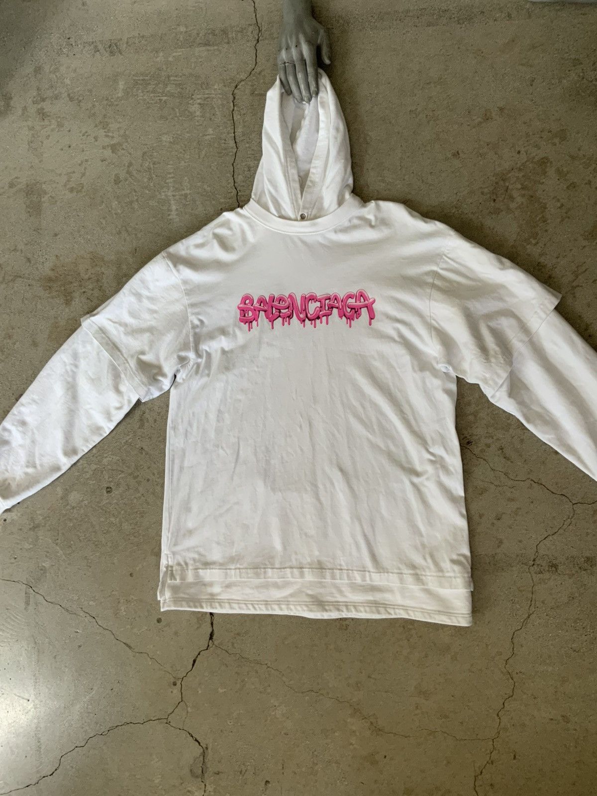 BALENCIAGA OVERSIZED LOGO LAYERED SHIRT HOODIE