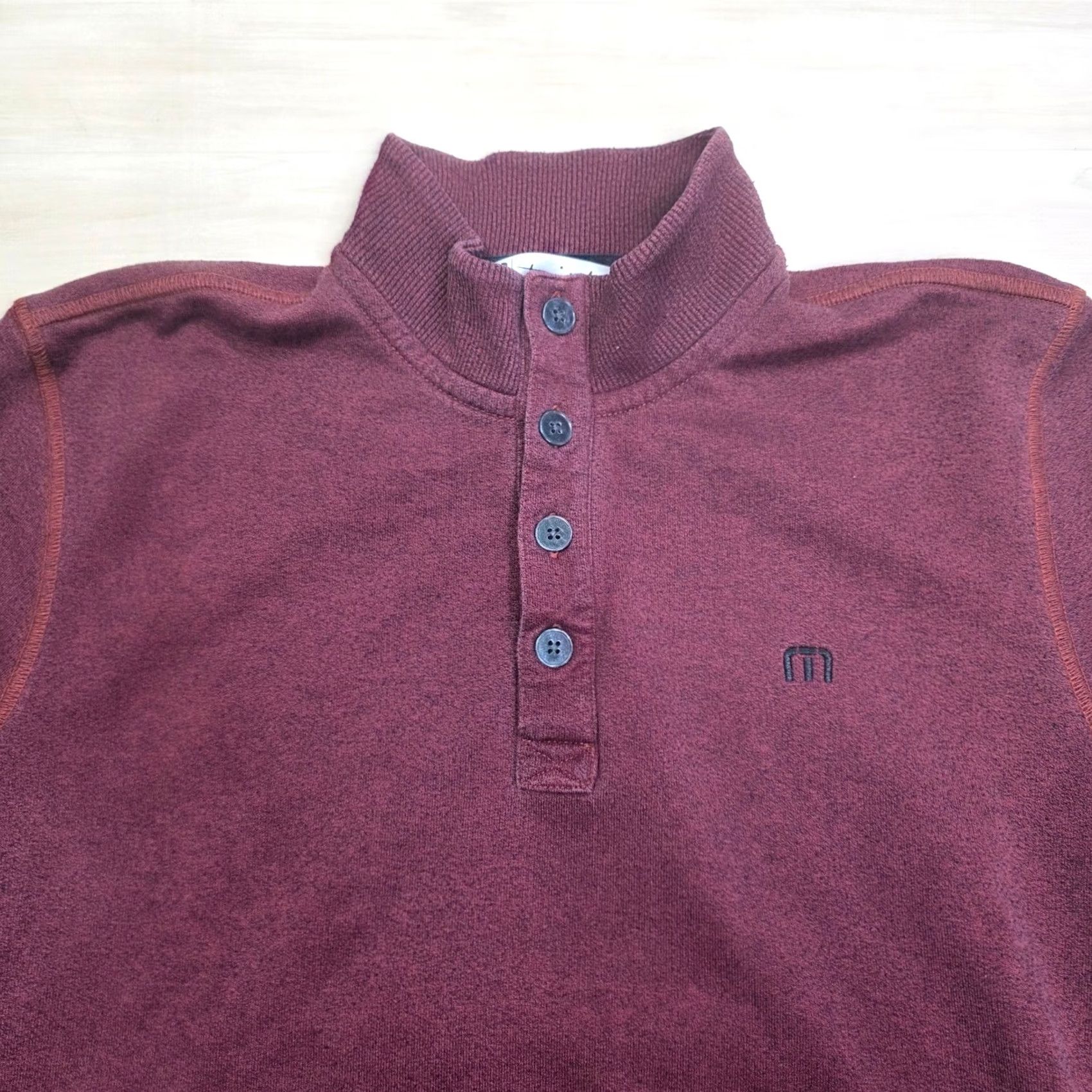 TravisMathew Travis Mathew Maroon Quarter Button Pullover Sweatshirt - Large Size US L / EU 52-54 / 3 - 3 Thumbnail