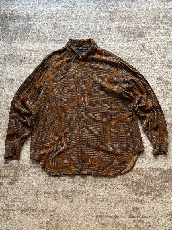 Polo Ralph Lauren Sz 10 Duck Shirt Viscose Vintage 90s