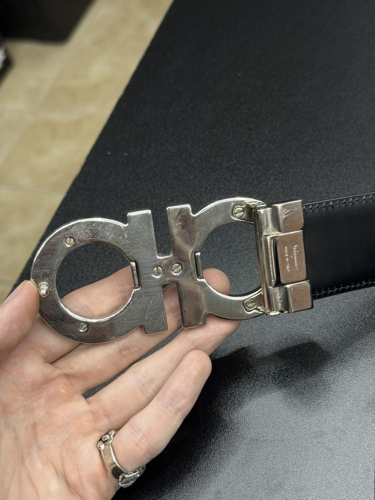 Salvatore Ferragamo Salvador Ferragamo Blue Black Reversible Belt Big Buckle Size ONE SIZE - 7 Thumbnail