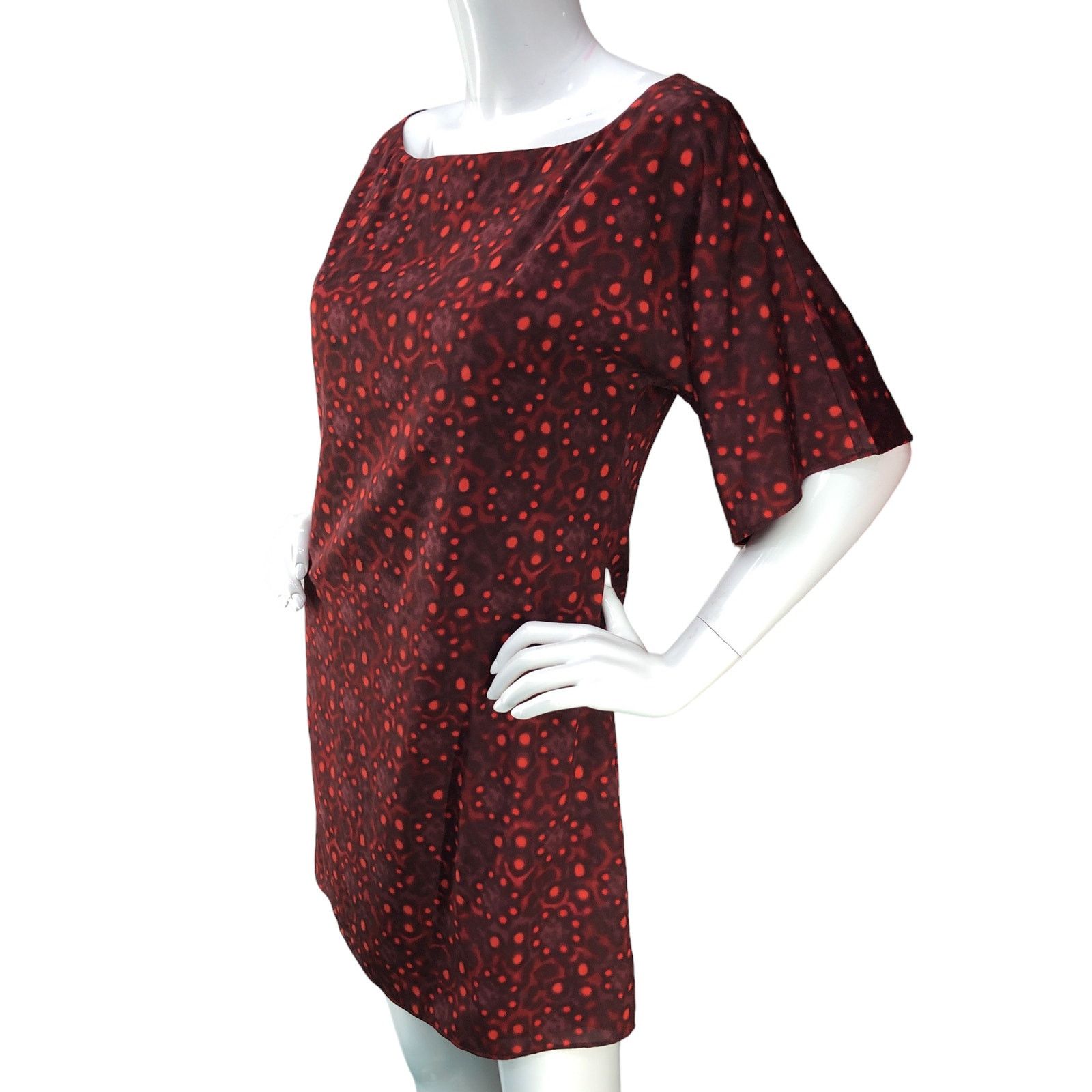 Alice + Olivia Alice + Olivia A+O Size S Shift Dress Kaleidoscope Silk Red Size S / US 4 / IT 40 - 4 Thumbnail