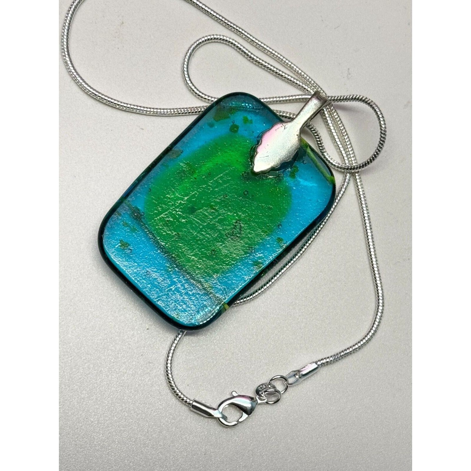 Vintage Vintage 925 sterling silver chain glass pendant necklace Size ONE SIZE - 5 Thumbnail