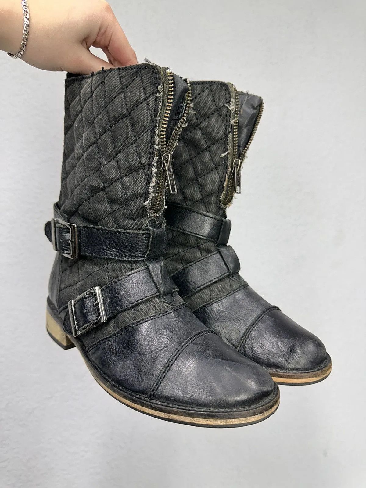 A.S.98 WOW😻Vintage Leather Black Boots Heidi Silmane As98 Style Size US 8 / IT 38 - 2 Thumbnail