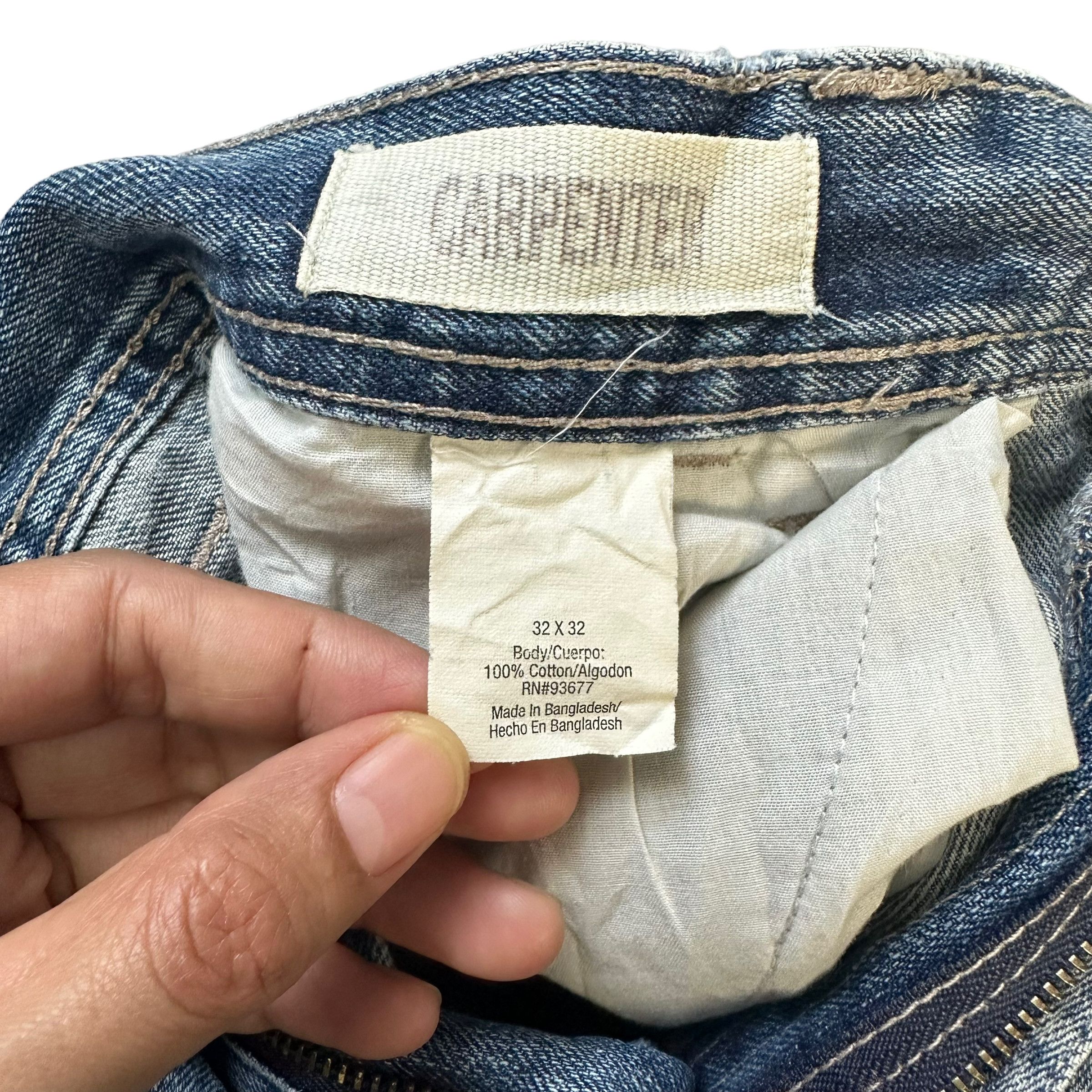 Vintage TRASHED🔥 CARPENTER LIGHT WASH DENIM PANTS #7456-147 Size US 33 - 14 Thumbnail