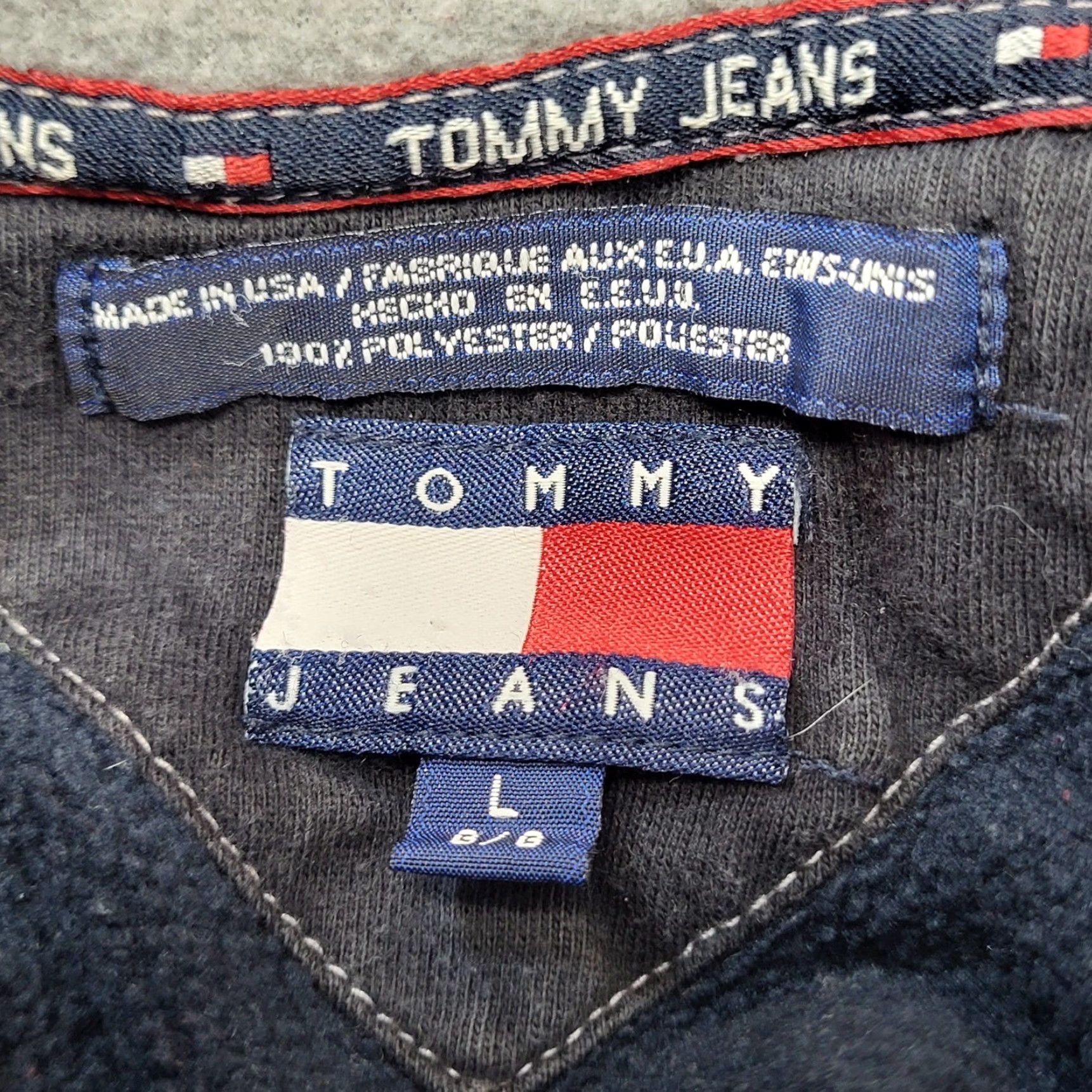 Vintage VINTAGE Tommy Jeans Fleece Sweatshirt Striped Crewneck Gray Mens L Size US L / EU 52-54 / 3 - 8 Thumbnail