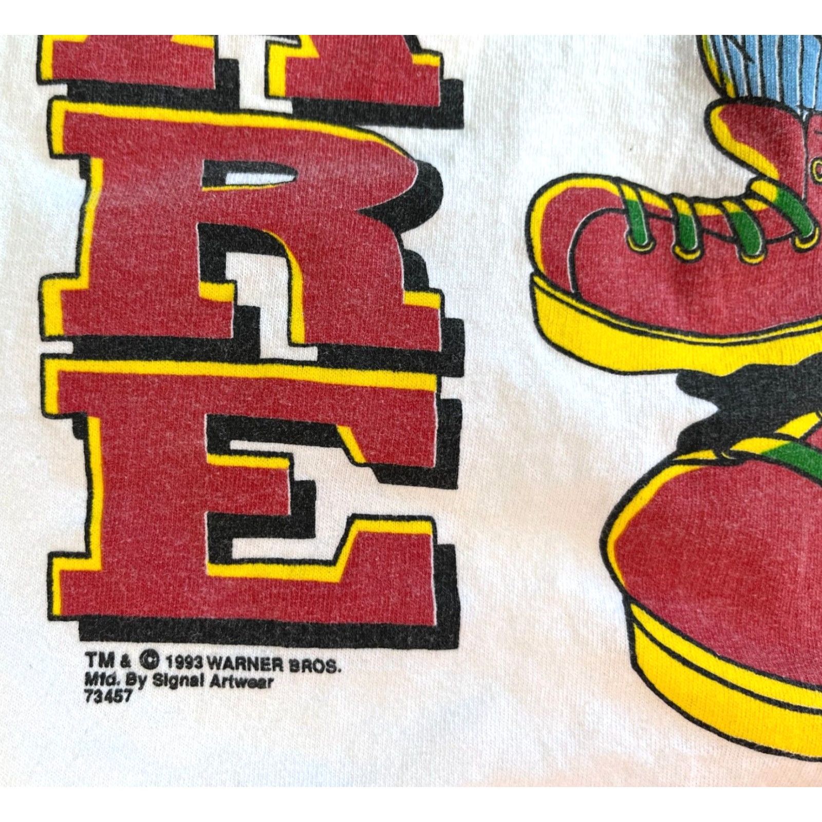 HARE VINTAGE 1993 Warner Bros Hip Hop Hare T-Shirt Signal Artwear 2XL Mens White Cotton Graphic 90s Cartoon Hip Hop Decade Shirt Size US XXL / EU 58 / 5 - 4 Thumbnail