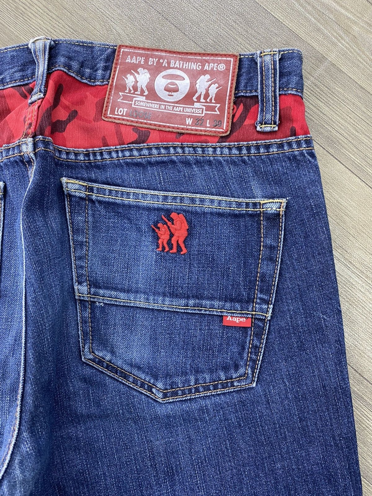 Aape Vintage Aape By A Bathing Ape Bape Embroidery Selvedge Denim Size US 32 / EU 48 - 6 Thumbnail
