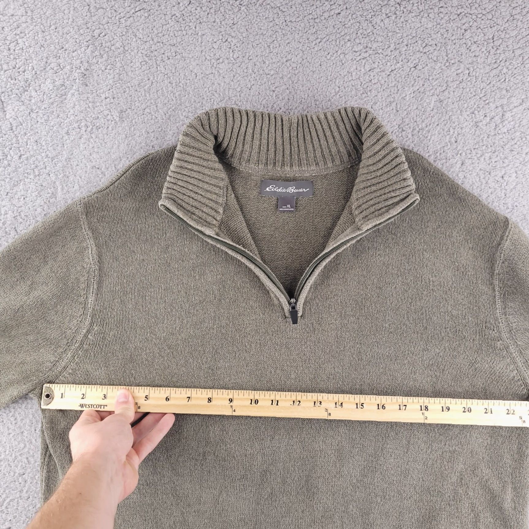 Eddie Bauer Eddie Bauer Sweater Mens XL Green Olive Knit Heavyweight Pullover Long Sleeve QZ Vintage? Size US XL / EU 56 / 4 - 7 Thumbnail
