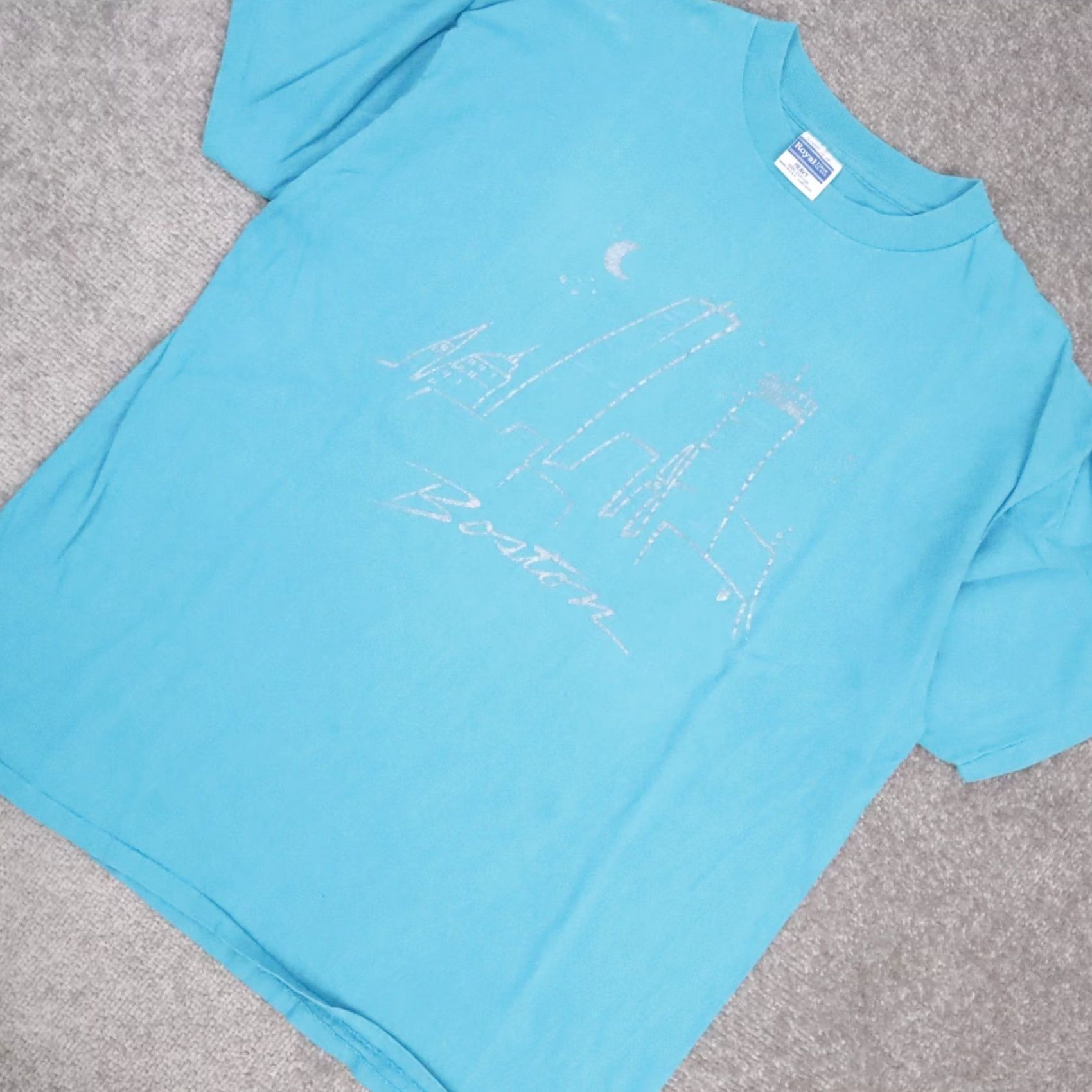 Vintage VINTAGE 80s Boston Massachusetts USA XL Blue Short Sleeve T-Shirt Mens Size US XL / EU 56 / 4 - 6 Thumbnail