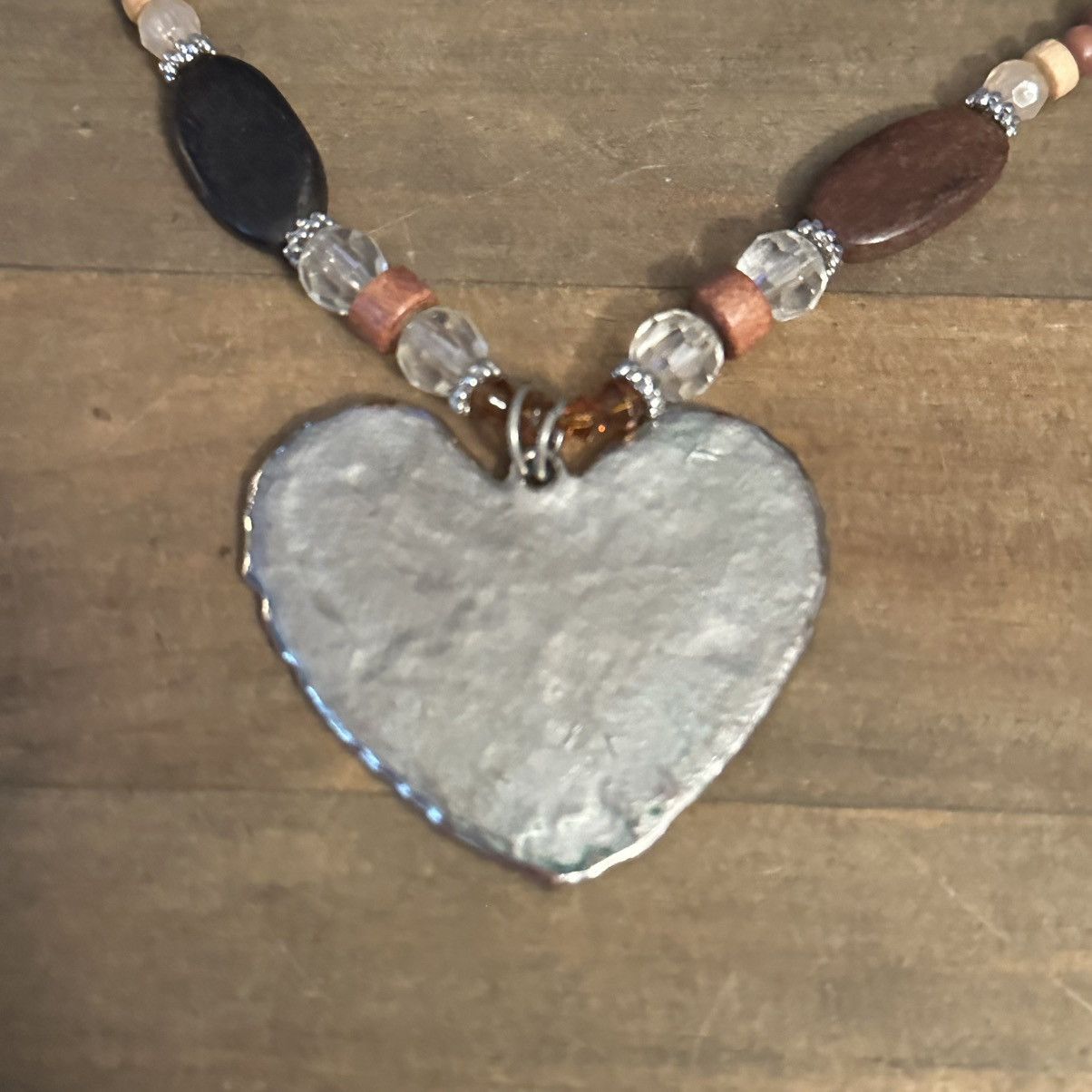 Other Beaded patchwork wood heart pendant necklace Size ONE SIZE - 2 Thumbnail