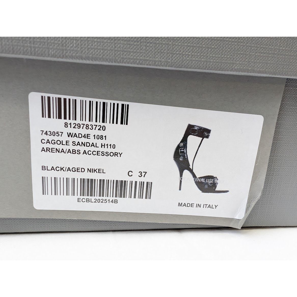Balenciaga o1rshd1 Arena ABS Cagole Sandal H110 in Black/Aged Nikel Size US 7 / IT 37 - 24 Thumbnail