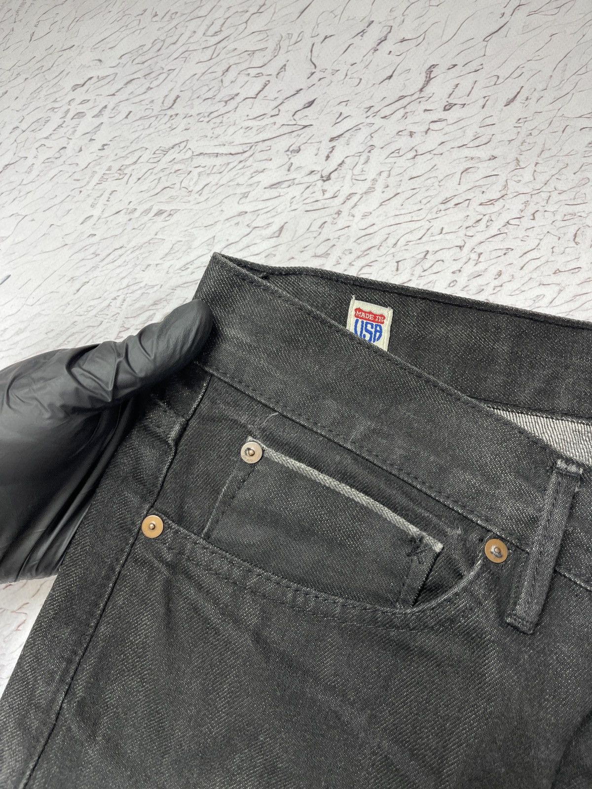 Lee Lee made in USA selvedge graphite black denim jeans Size US 31 - 13 Thumbnail