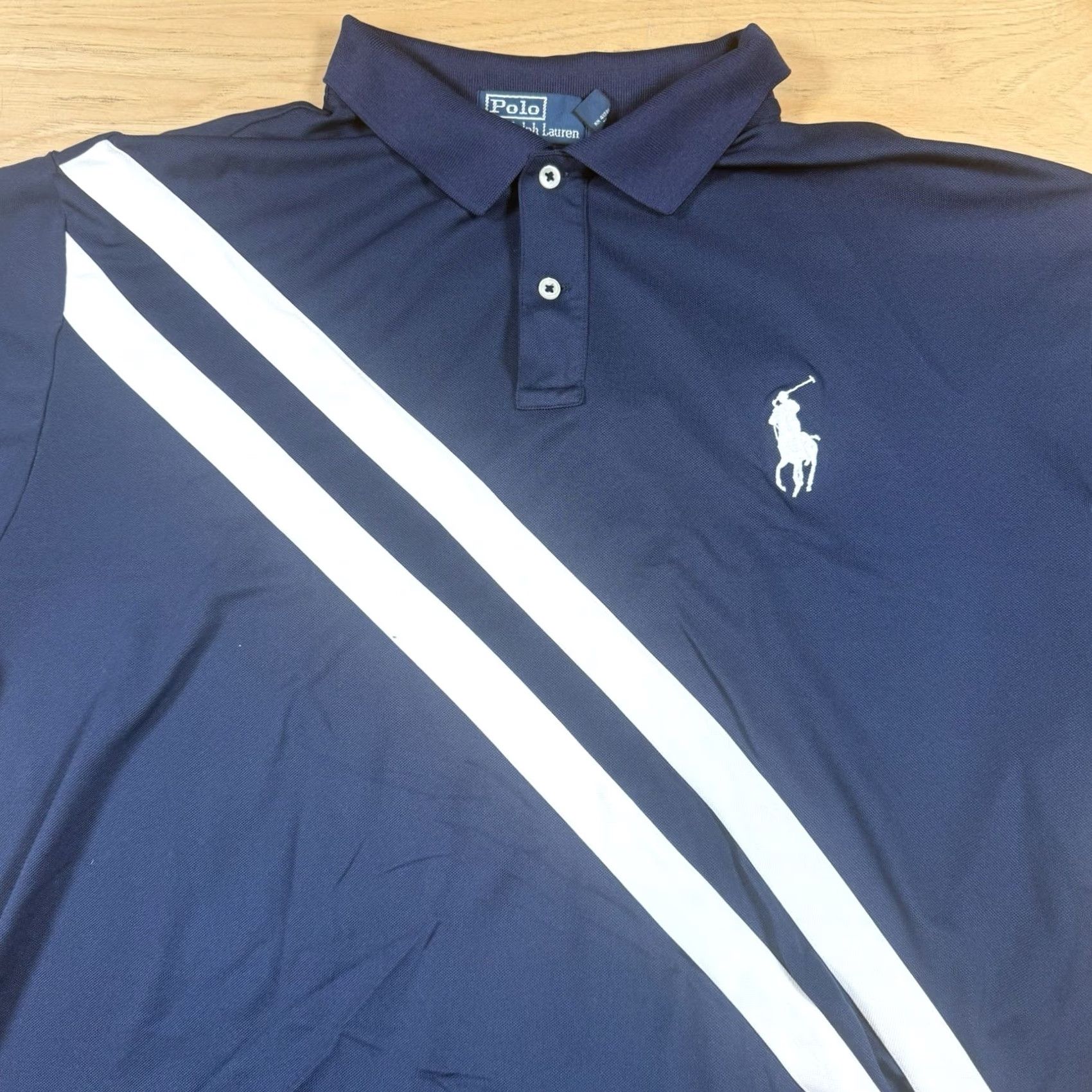 Polo Ralph Lauren VINTAGE Polo Ralph Lauren Shirt Striped Pony Rugby USA 2XL Men Blue Short Sleeve Cotton Polo Regular Mens Size US XXL / EU 58 / 5 - 3 Thumbnail