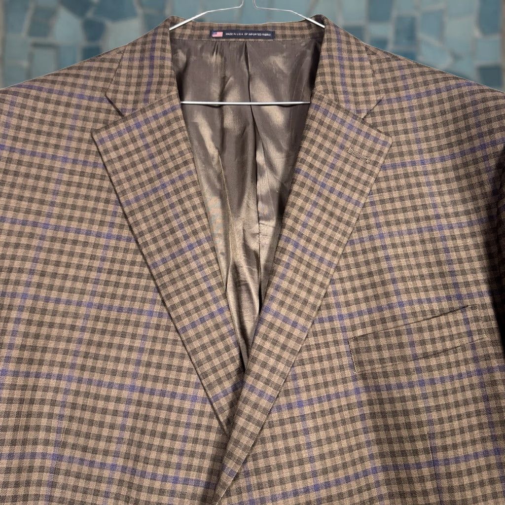 Hart Schaffner Marx Hart Schaffner Marx Blazer 54L Windowpane Check Wool Sport Coat Suit Jacket Blazer Size 54R - 1 Thumbnail