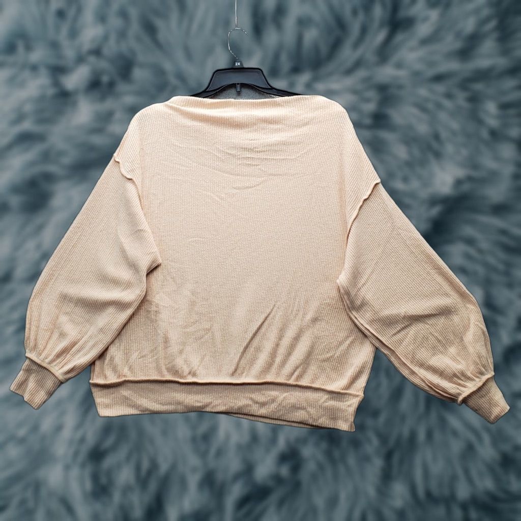 Vintage We The Free Sweatshirt Womens S Tan Ribbed Cuff & Hem Boat Neck Pullover Size S / US 4 / IT 40 - 1 Thumbnail
