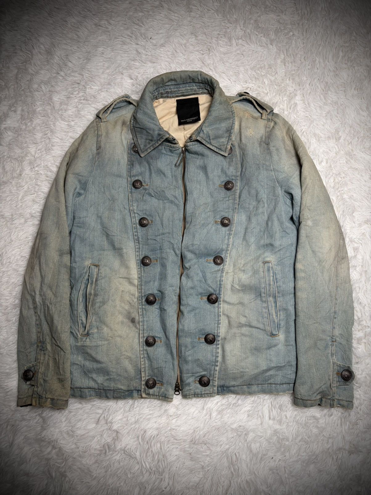 Le Grande Bleu (L.G.B.) Davit MEURSAULT Homme napolean distressed denim jacket Size US L / EU 52-54 / 3 - 1 Thumbnail