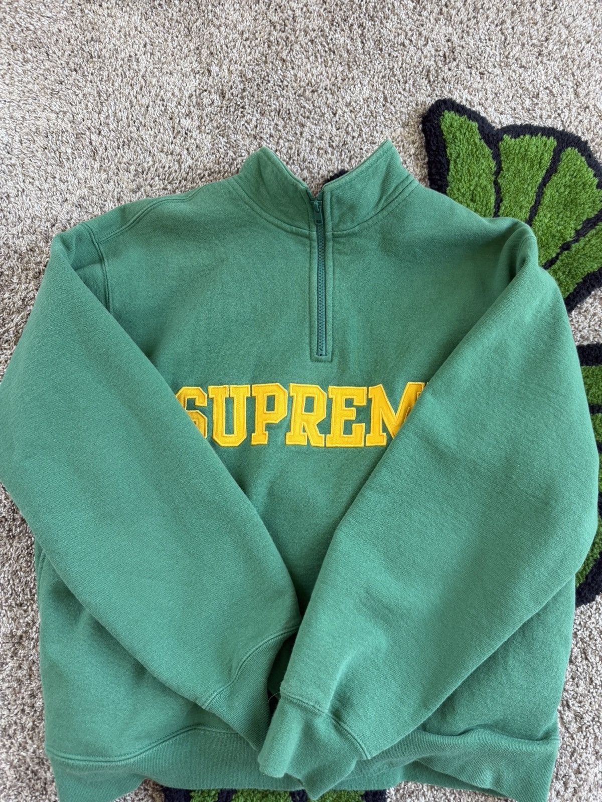 supreme quarter zip green