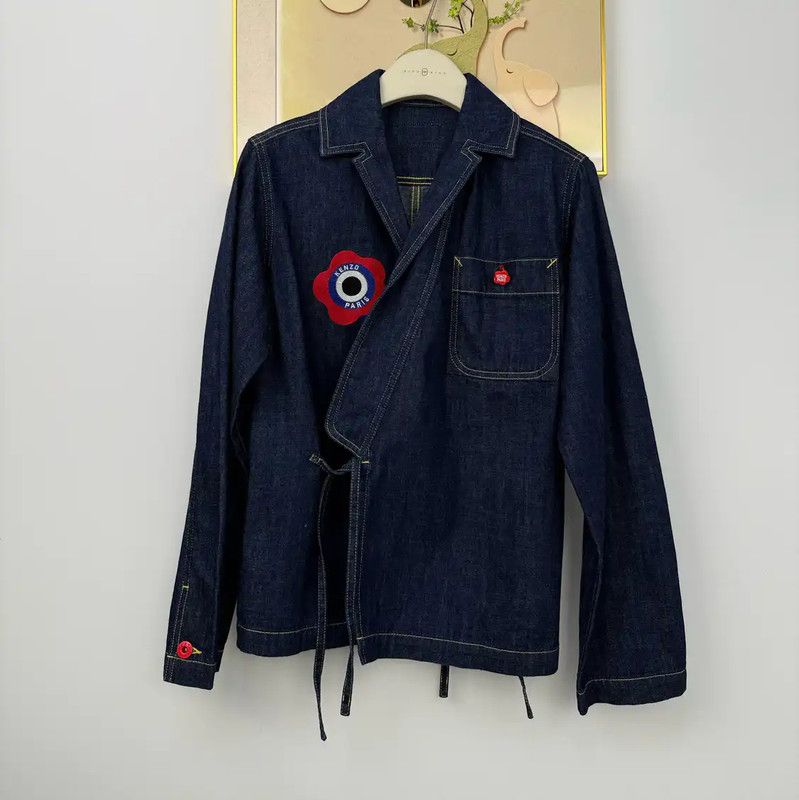 Kenzo KENZO Deep Blue Cotton Embroidered Jacket 0089 Size XS / US 0-2 / IT 36-38 - 1 Thumbnail