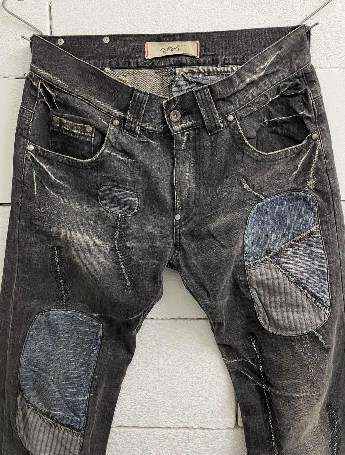 Bray Steve Alan × Designer Designer Distressed Denim Patchwork Size US 33 - 2 Thumbnail