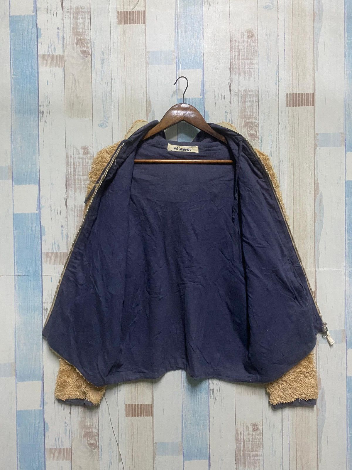 45rpm × Japanese Brand × Vintage Vintage 45rpm Indigo Sherpa Hoodie Zip Up Size S / US 4 / IT 40 - 3 Thumbnail