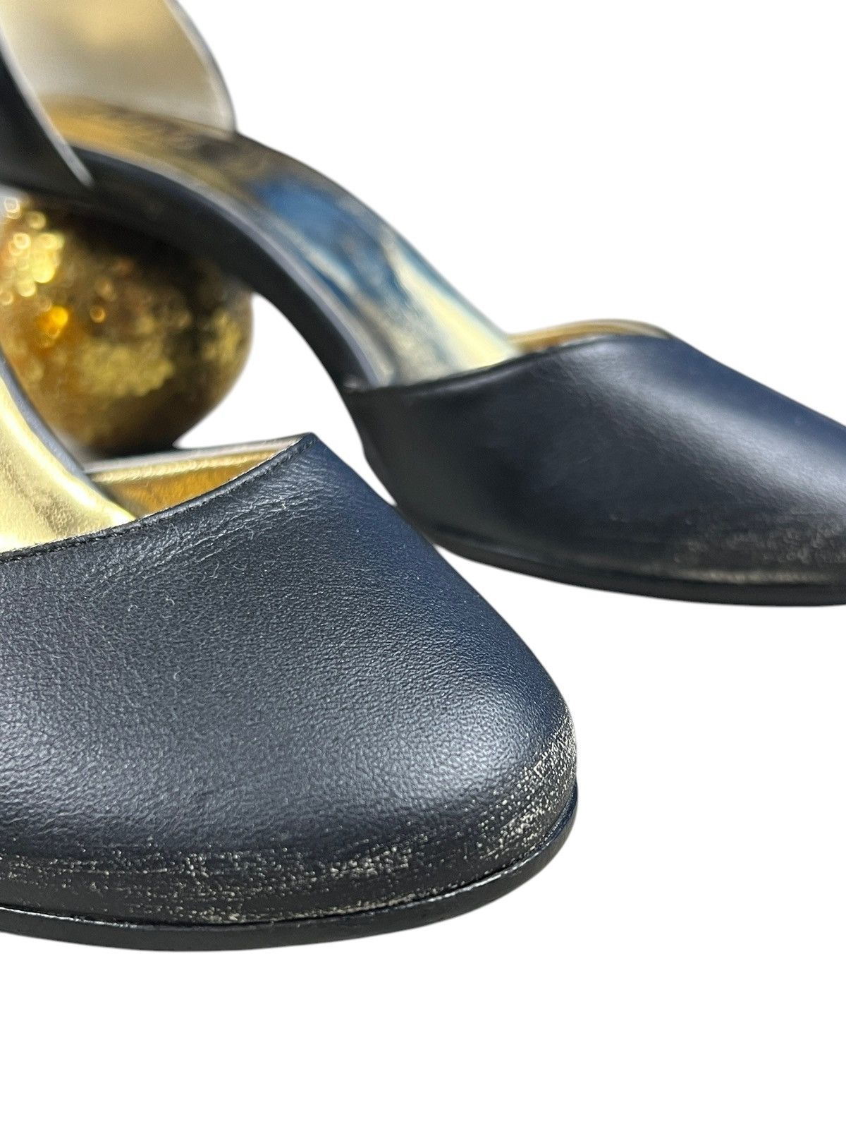 Maison Margiela Maison Margiela MM6 Black Leather Glitter Ball Heels Size US 7 / IT 37 - 10 Thumbnail