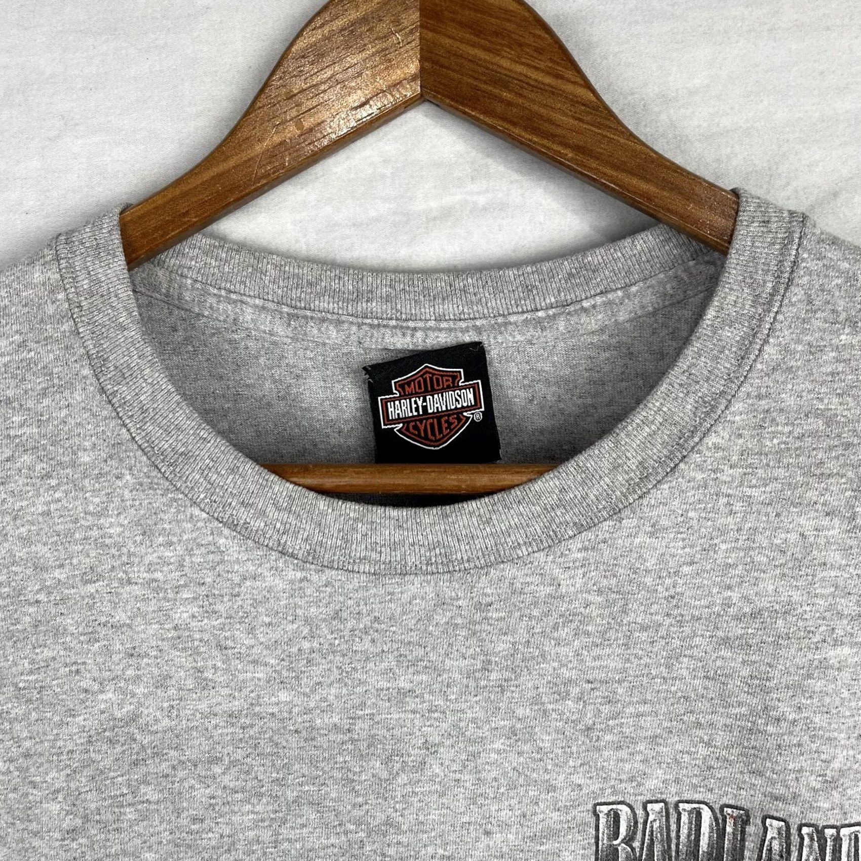 Harley Davidson Harley-Davidson Shirt Mens XL Gray Badlands Wall South Dakota Bull Skull Biker Graphic Print Crew Neck Short Sleeve T-Shirt USA 90s Event Theme Size US XL / EU 56 / 4 - 4 Thumbnail