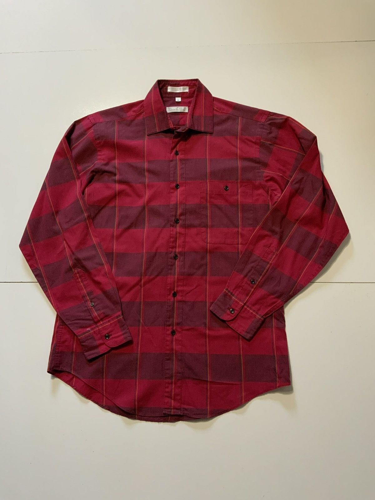 Dior × Vintage Vintage Christian Dior Checkered Plaid Button Front Shirt Size US M / EU 48-50 / 2 - 1 Thumbnail