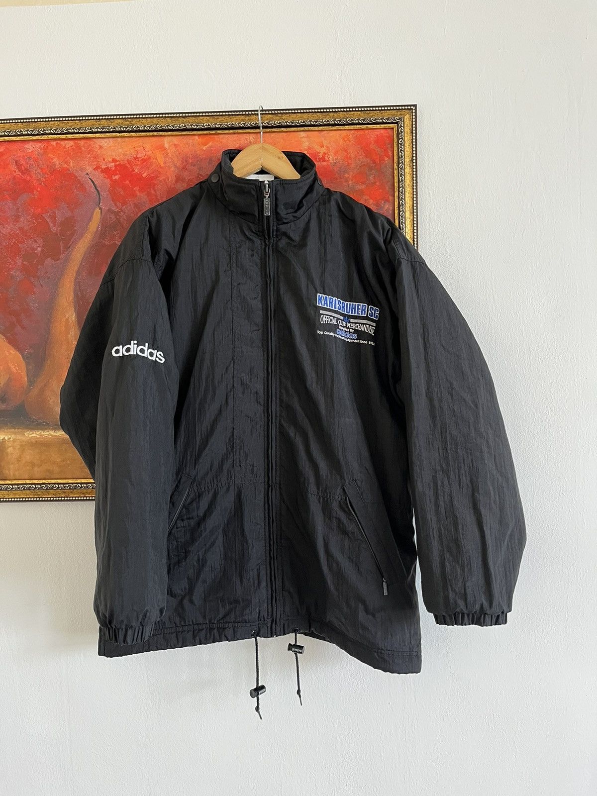 image of Karlsruher Sc Vintage Soccer Jersey,jacket Adidas Vintage in Black, Men's (Size Medium)