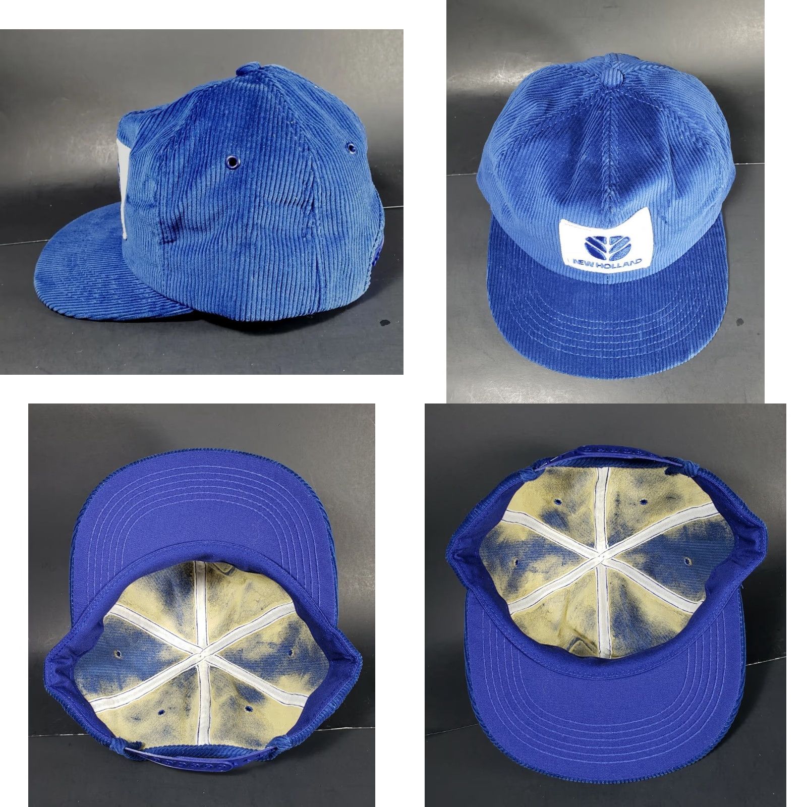 Vintage VTG New Holland Patch Blue Corduroy Snapback Hat Men Adjustable USA Size ONE SIZE - 8 Thumbnail