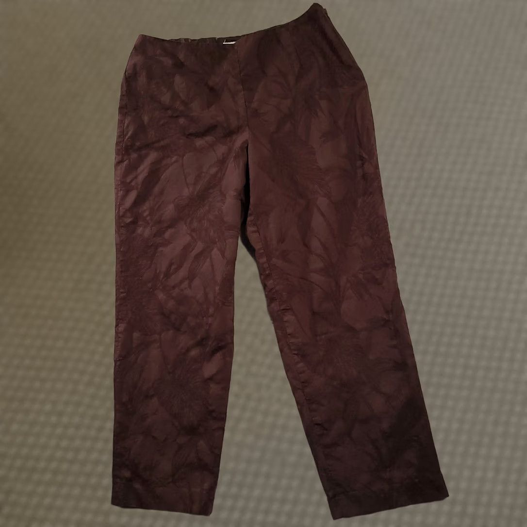 Talbots Vintage Talbots Dress Pants Womens 18 Brown Side Zip Lined Embroidered Leaf USA Size 40" / US 18 - 1 Thumbnail