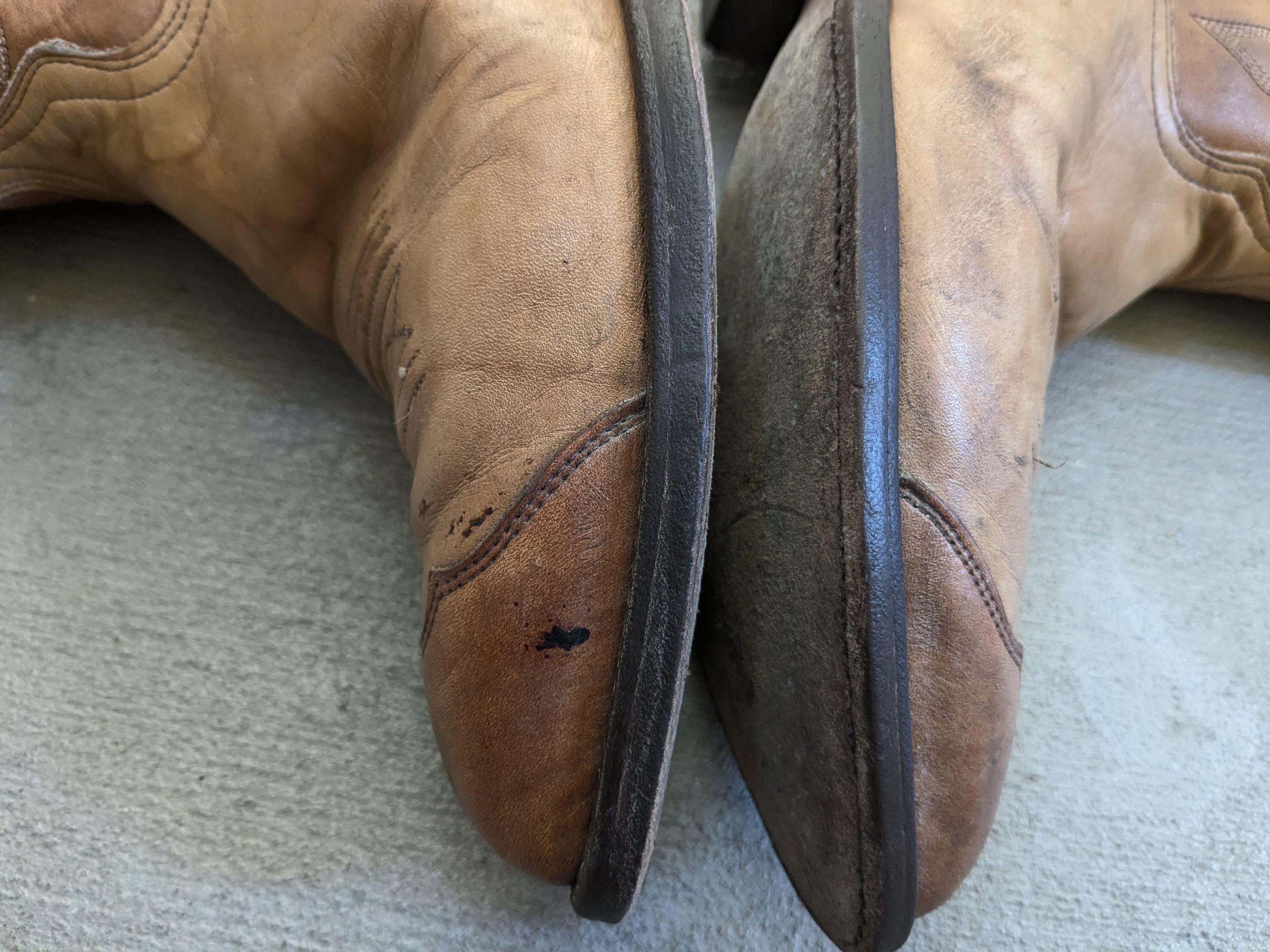 Vintage J Chisholm Cowboy Boots Brown Tan 9.5 D Leather Size US 9.5 / EU 42-43 - 7 Thumbnail