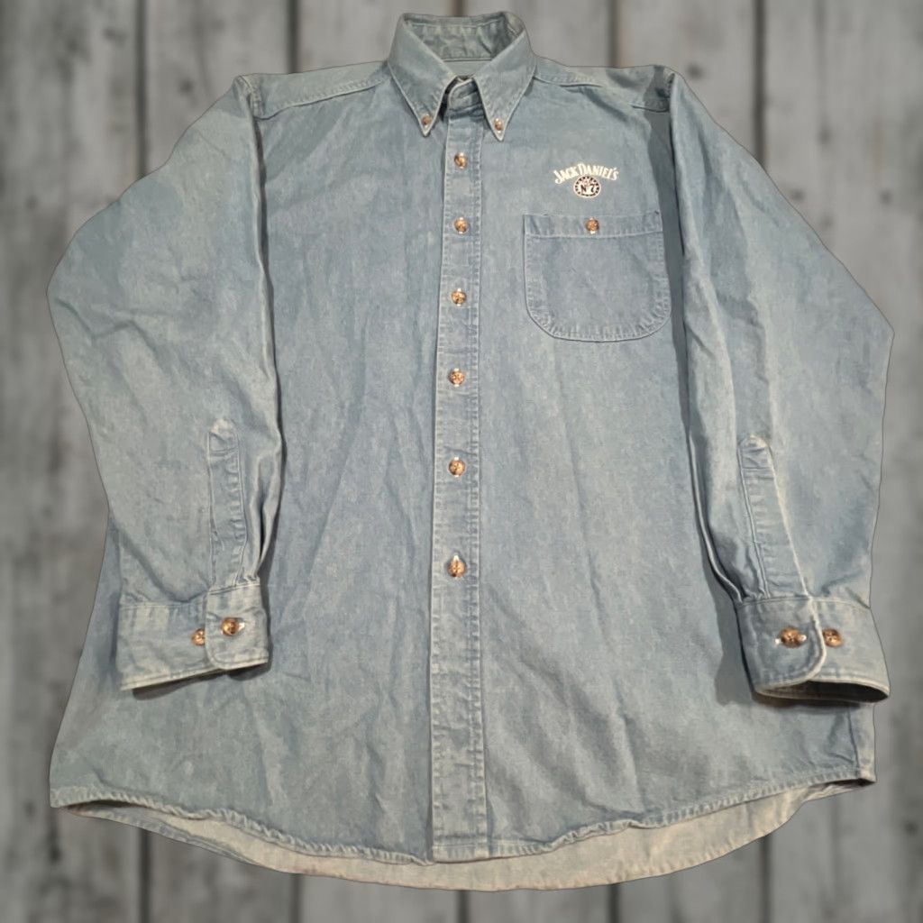 Denime VINTAGE Jack Daniel’s Denim Button Down Shirt Men Large Long Sleeve Embroidery Fade USA Shirt Mens L Blue Embroidery USA 90s Size US L / EU 52-54 / 3 - 1 Thumbnail