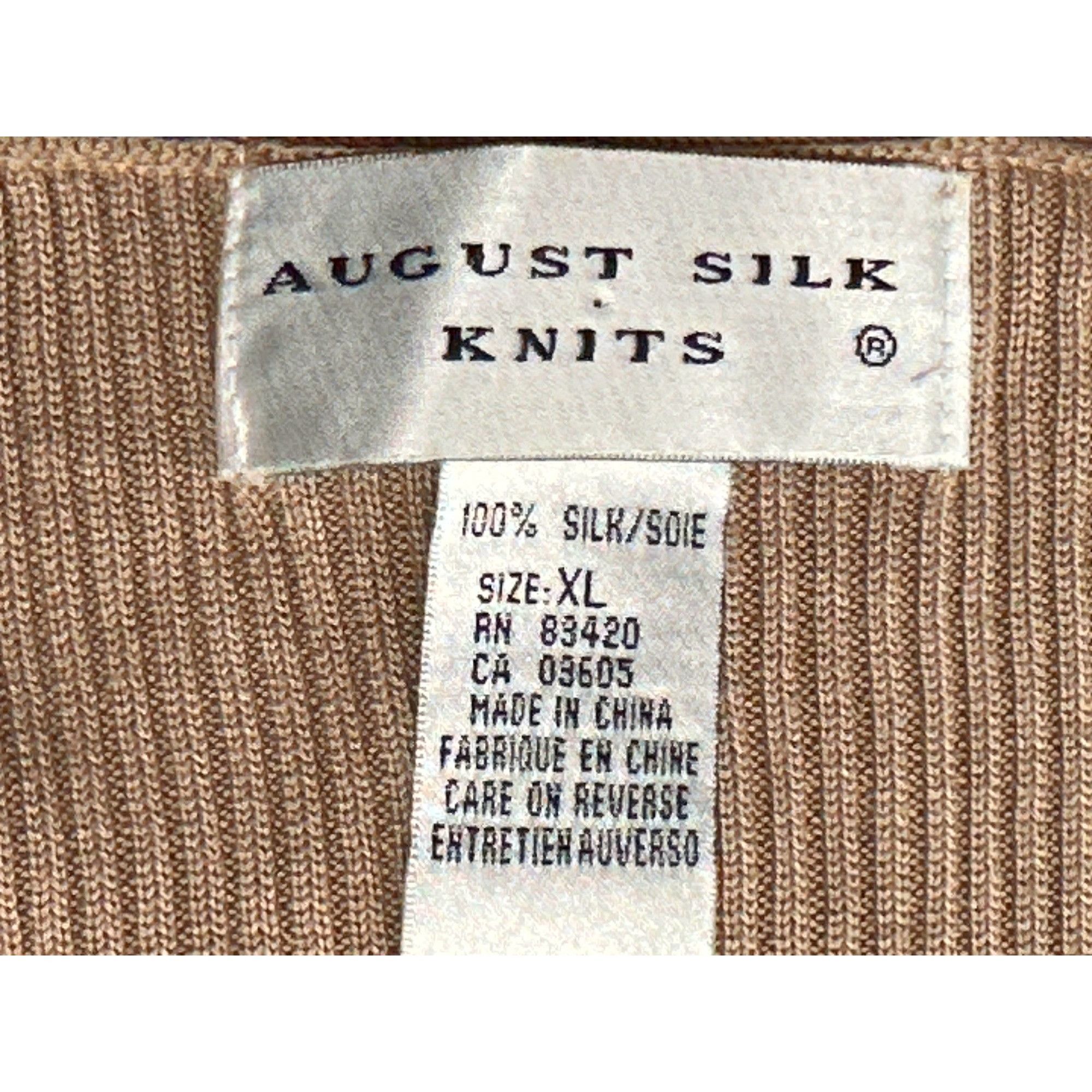 Other August Silk Knits XL Taupe Vintage Ribbed V Neck Silk Sweate Size XL / US 12-14 / IT 48-50 - 6 Thumbnail