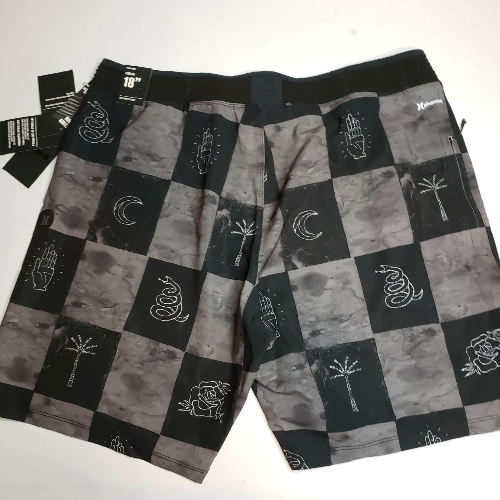 Hurley Hurley Phantom 18" Hyperweave Surfcheck Board Shorts Trunks Mens 36 Black Grey Size US 36 / EU 52 - 7 Thumbnail
