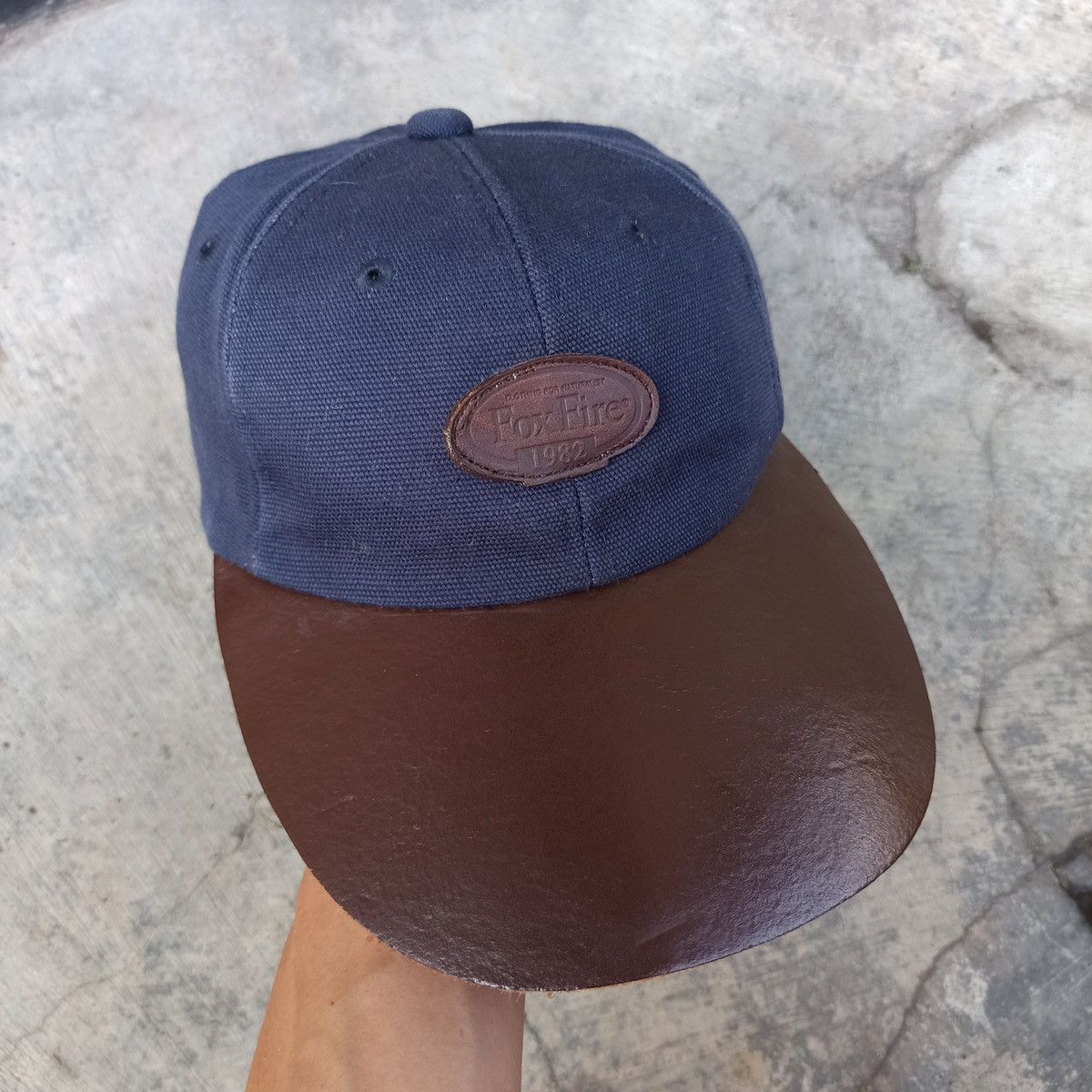 Leather × Vintage Fox fire hat with bold leather visor Size ONE SIZE - 12 Thumbnail