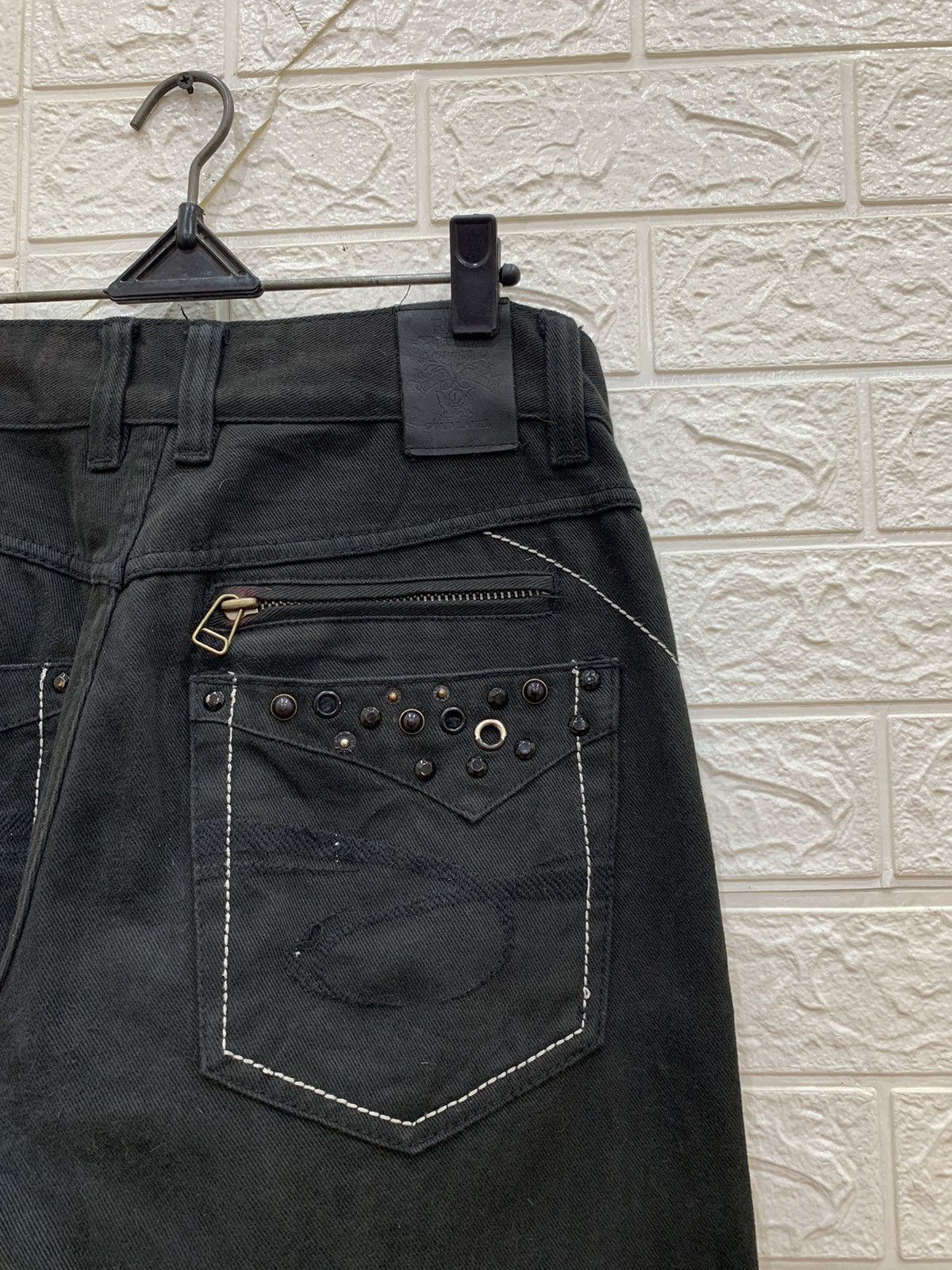 Beauty Beast Red pepper studded spiral line denim japanese jeans Size US 31 - 11 Thumbnail