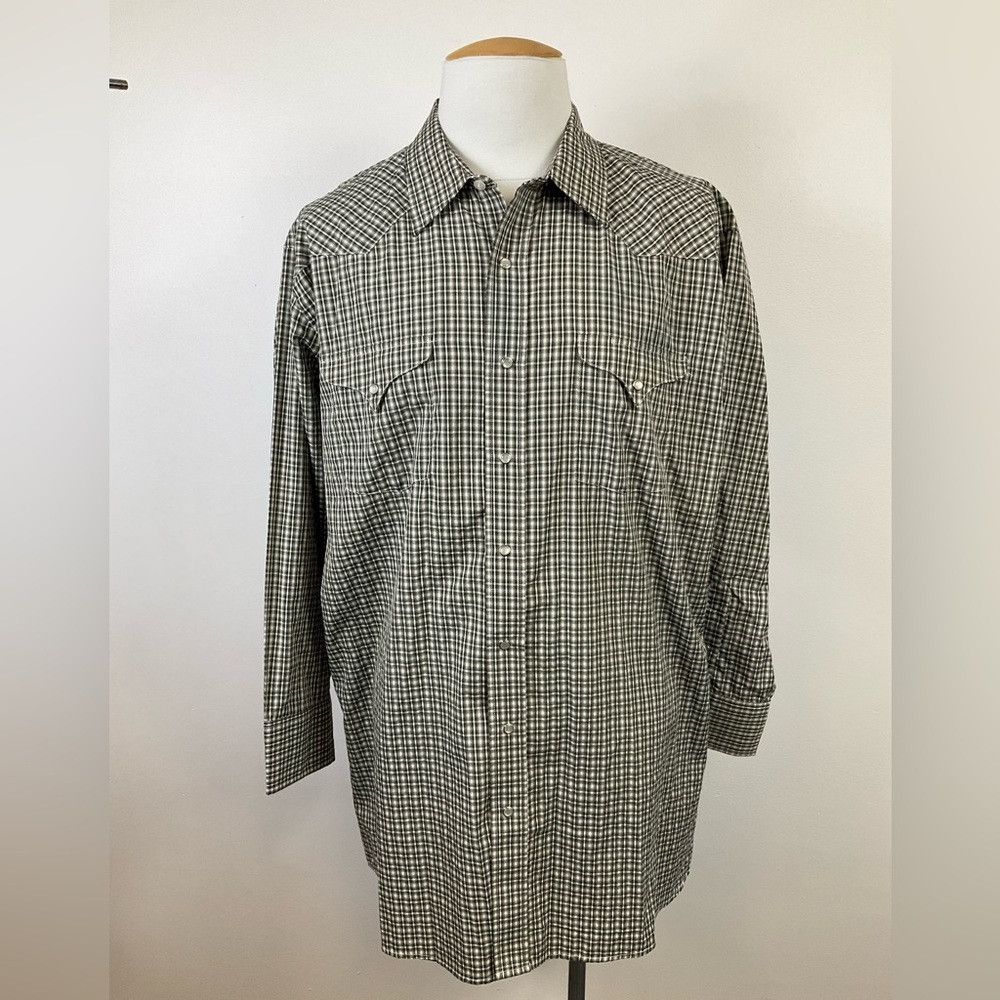 Other PANHANDLE SLIM Green Western Yoke Pearl Snap Plaid Shirt Size US XL / EU 56 / 4 - 1 Thumbnail