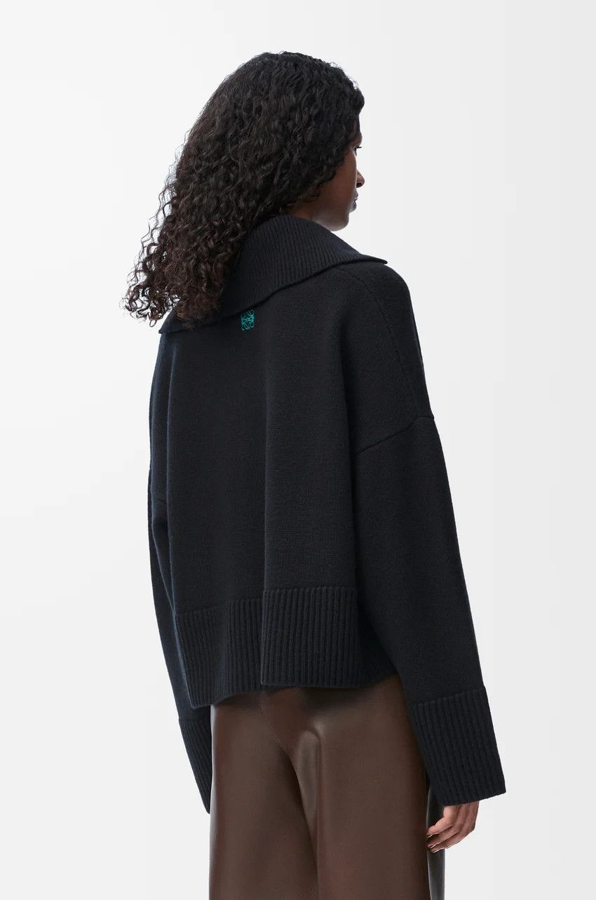 Loewe o1loc1c0525 Polo Sweater in Wool in Black Size M / US 6-8 / IT 42-44 - 4 Thumbnail